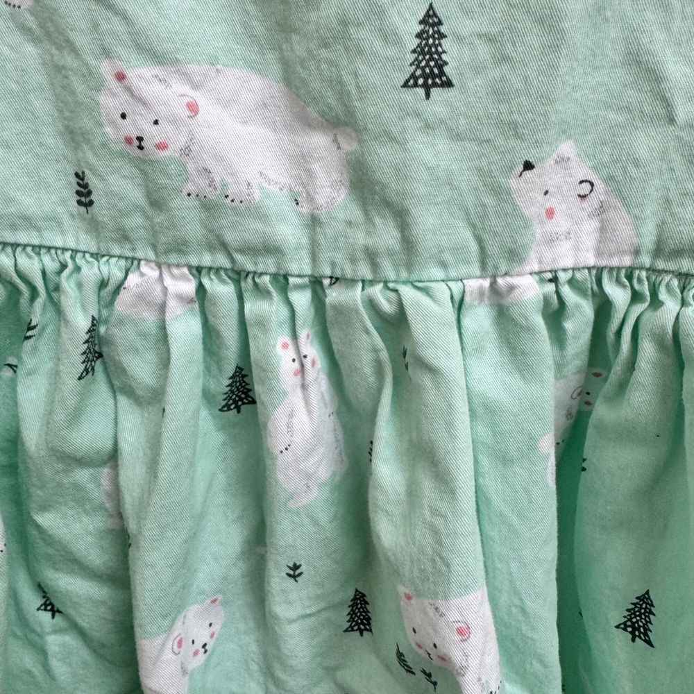 Girls Size 4 Mint Green Polar Bear Print Sleeveless Kids Flare Dress - Picture 3 of 6